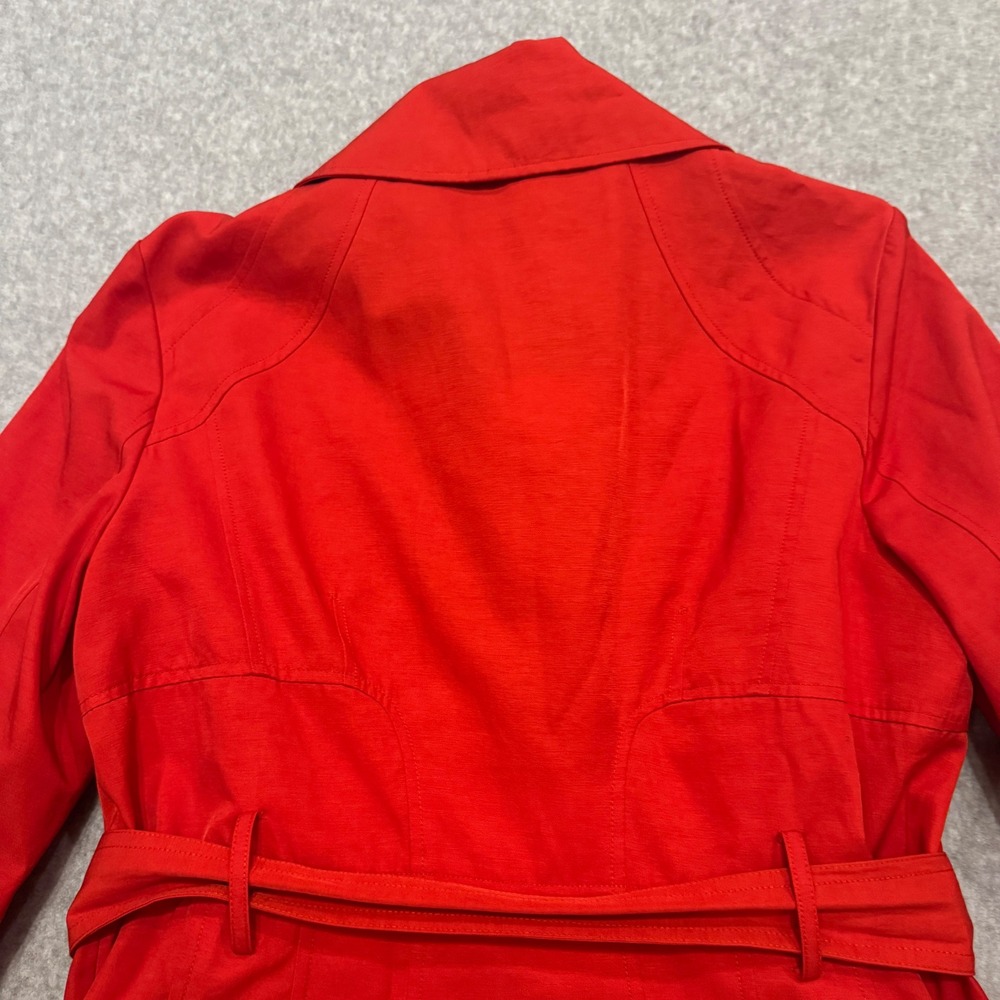 Guess‎ Womens Red Belted Trench Coat Pleated Hem Paisley Lining Large Y2K - Picture 14 of 15